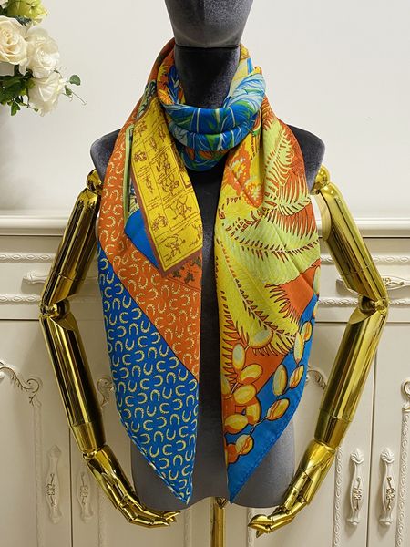 

women's square scarf scarves shawl 50 % silk 50% wool material pint phoenix pattern size 130cm - 130cm, Blue;gray