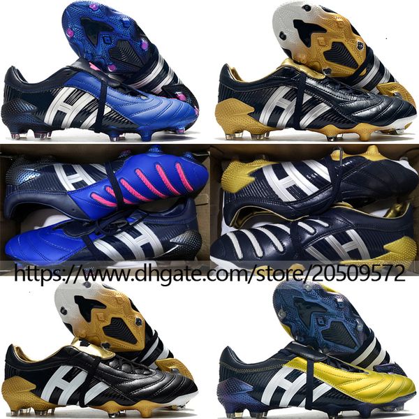 

send with bag quality soccer boots predator pulse fg ucl retro football cleats mens firm ground soft leather comfortable training predator s, Black