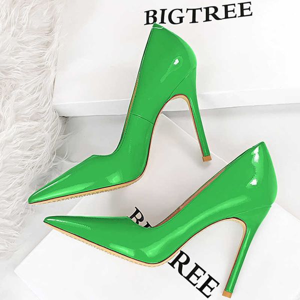 

dress shoes shoes new green patent leather women pumps high heels quality party shoes stiletto heels fashion wedding shoes plus size 220117, Black