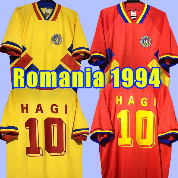 

soccer jerseys 1994 national team mens soccer jerseys hagi raducioiu popescu romania home yellow away red retro football shirt short sleeve, Black;yellow