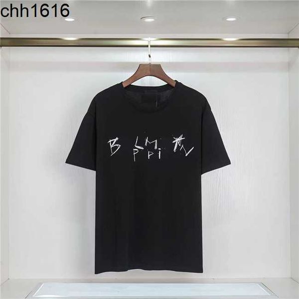 

2023 men's designer t shirts casual men and women's balmains with monogrammed print balmains short sleeved for sale luxury men&#0, White;black