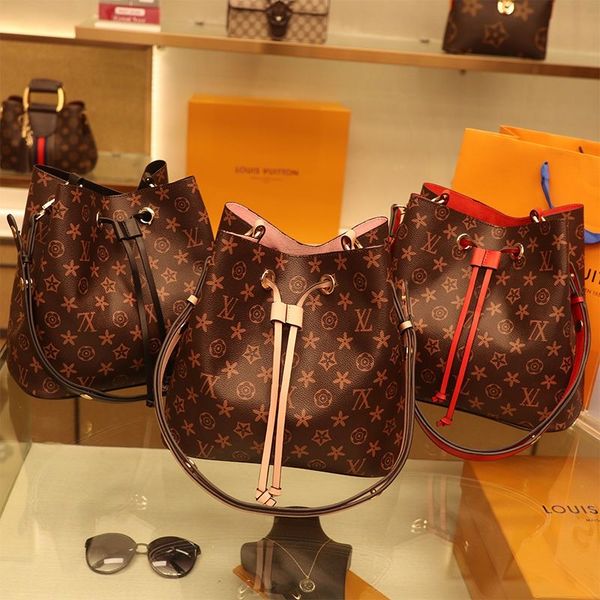 

designers neonoe bucket drawstring handbags women leather shoulder crossbody bags purse brand letter louise vuiton genuine leather handbag l