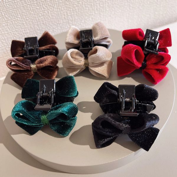 

velvet bow hair clip elegant ribbon tie hairpins barrettes vintage women girls black wine red hairs clip prom accessories 1367, Slivery;white