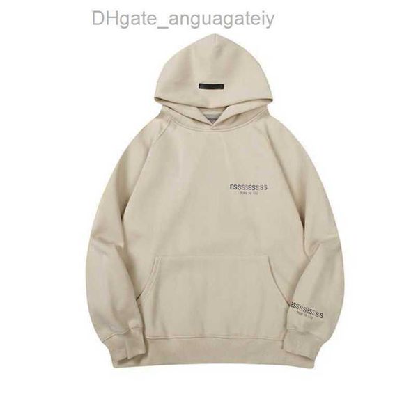 

sweatshirts esstionals ential luxury men's jackets hoodies men women chest letter pullover hooded hip hop loose sweatshirt sweater cou, Black