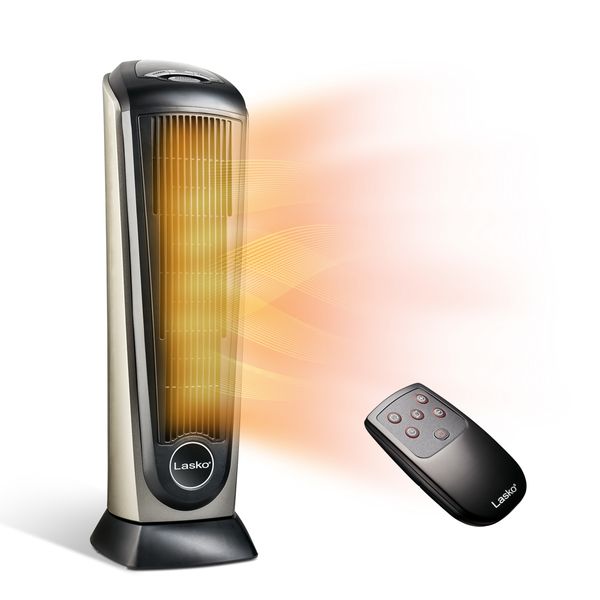 

lasko 1500w electric oscillating ceramic tower space heater with remote control