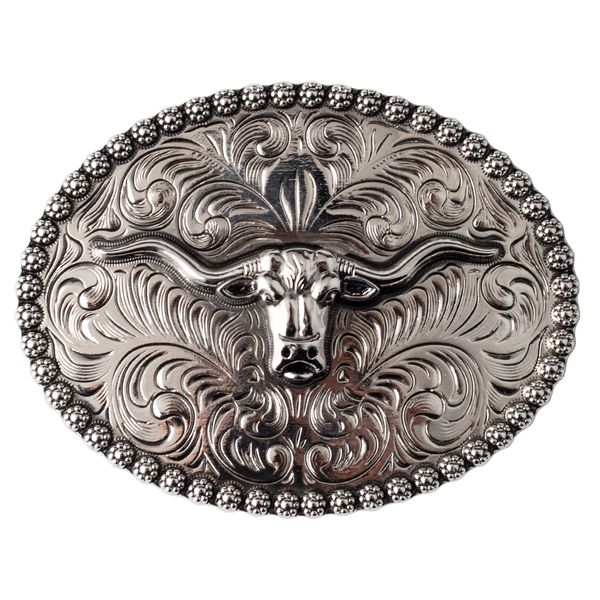 

silver bull head cowboy belt buckles for western fashion men belts accessories fit 4cm width belts, Slivery;black