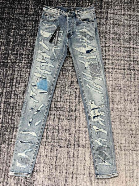 

2023 new great mens distressed ripped skinny designer blue jeans ~ us size 30-38 jeans ~ slim motorcycle moto biker causal denim pants hip h