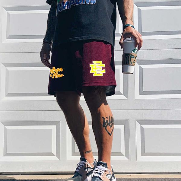 

2023 men's and women's casual shorts west coast brand eric emanuel basic short new york city skyline fitness sports pants summer g, White;black