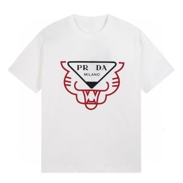 

1prda mens t shirts designer shirt mens casual printing creative shirts solid breathable t shirt slim fit round neck short sleeve, White;black