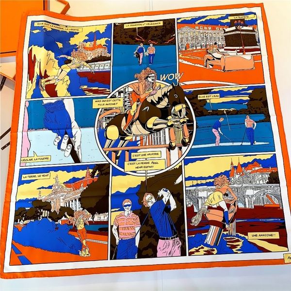 

brand designer gift scarf high 100% silk scarfs for woman luxury design size 90x90cm no box rt4k, Blue;gray