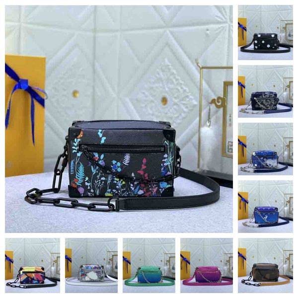 

mini soft trunk bag for men yayoi kusama handbag monograms genuine leather crossbody men's clutch chain luxurys 3d painted dots print p