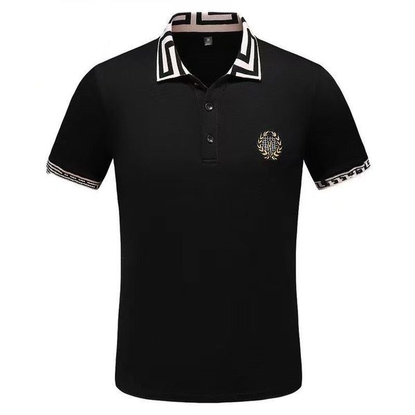 

new embroidered men's t-shirts middle-aged lapel short-sleeved t fashion jacquard labyrinth men's polo shirt absorbs sweat and bre, White;black