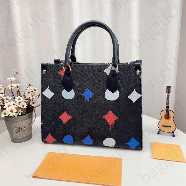 

onthego mm 34cm whole series bags medium totes embossed embroidery printing monograms shopper purse leather women shoulder handbag cross bod
