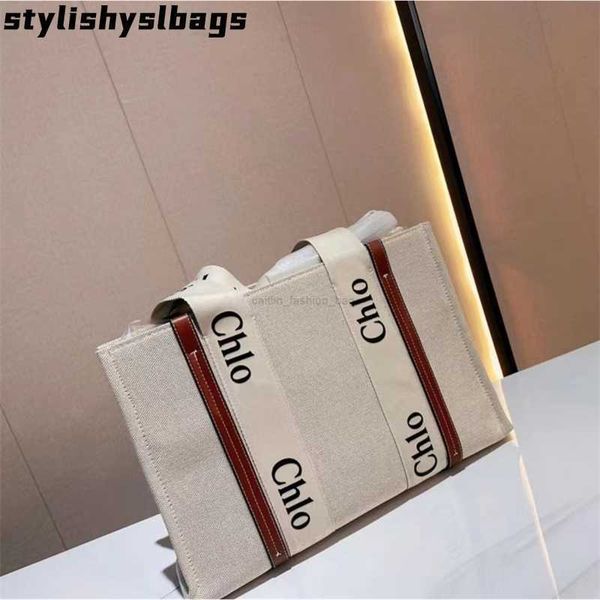 

totes 2022 fashion designer handbag summer new large volume canvas tote bag simple printed letter women's bag single shoulder 011723h