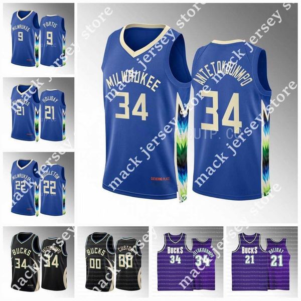 

giannis 34 antetokounmpo jersey milwaukees 2022-23 city buck khris 22 middleton jrue 21 holiday brook 11 lopez bobby 9 portis connaughton 7, Black;red