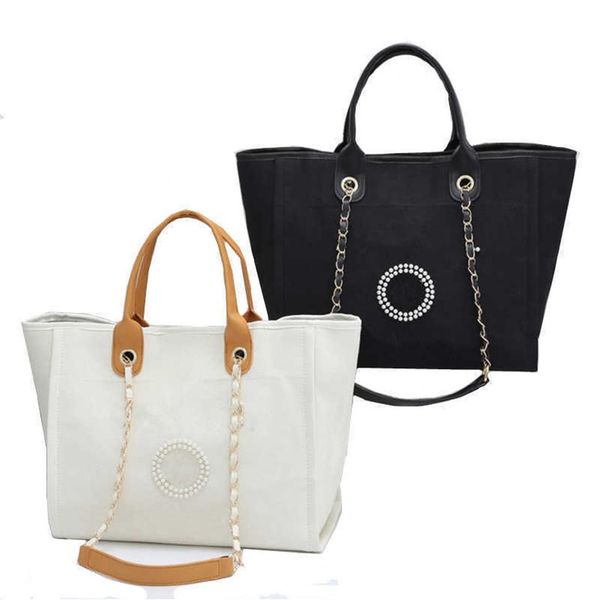 

designer classic pearl open shopping bag handbags women tote canvas bags lady purses314f