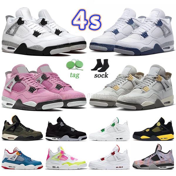 

fashion jumpman 4 retro pn dust basketball shoes j 4s red thunder pure money pink midnight navy red cement wild things university