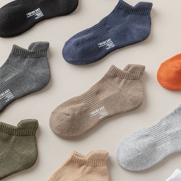 

spring and summer short socks men's korean version of the net red men's shallow mouth trend in tube socks 5 / box, Black