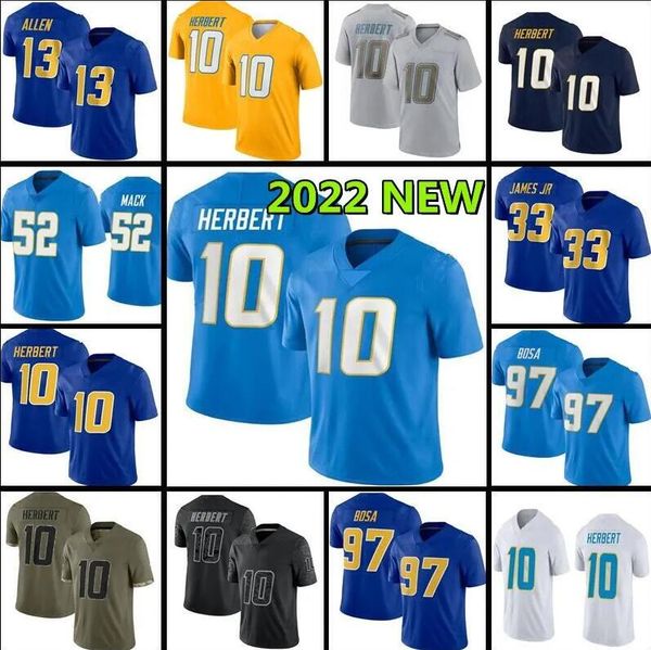

10 justin herbert 52 khalil mack football jersey 27 joey j.c. jackson 3 derwin james jr 13 keenan allen joey bosa austin ekeler junior seau, Black;red