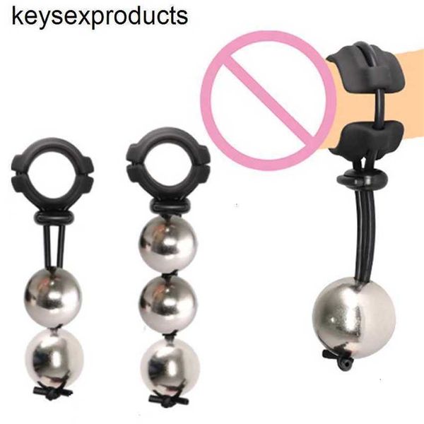 

massager male drop ball heavy weight stretcher silicone penis cock ring metal hanger for enlargement extender pull eexercise toys man