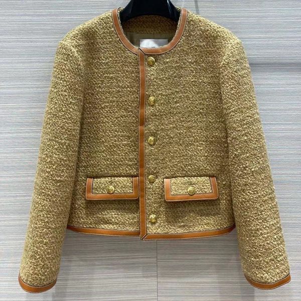 

womens designer ce jackets new tweed short jacket a91, Black;brown