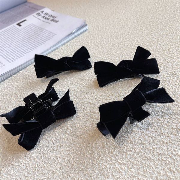 

new soft solid color bow barrette ribbon small size vintage bowknot hair clips fashion temperament hairpin headwear hair accessory 1368, Slivery;white