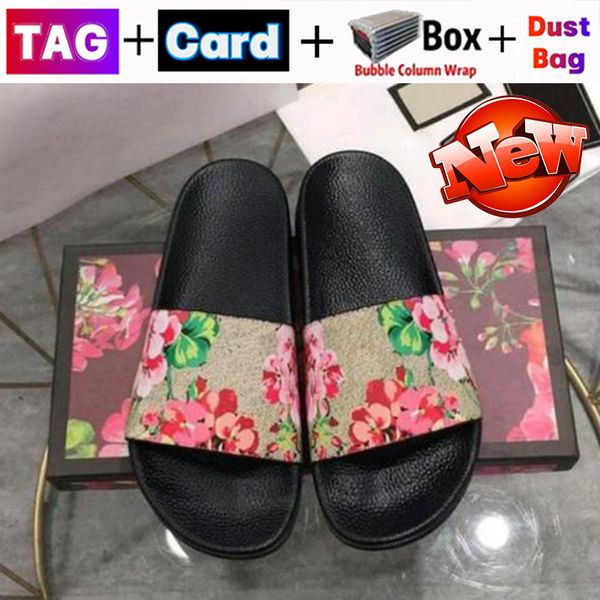 

flat slippers designer beach slide sandals men women slipper indoor sandal outdoor shoes rubber summer slides with box dust bag platform, Black