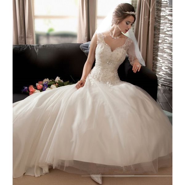 

princess bridal gowns sweetheart beaded wedding dress vestidos de novia, White