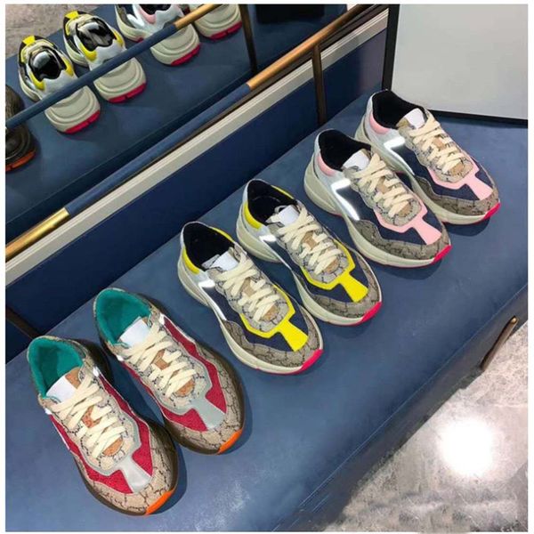 

sports shoes luxury brand designer embroidered air cushion 2023 new color matching old flower color bottom thick bottom elevated lovers casu