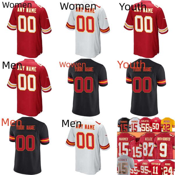 

football jersey kansas''city''chiefs''10 isiah pacheco 32 nick bolton 25 clyde edwards-helaire 1 jerick mckinn, Black;red