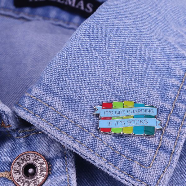 

it's not hoarding if it's books reading badge book lover gift enamel pin, Blue