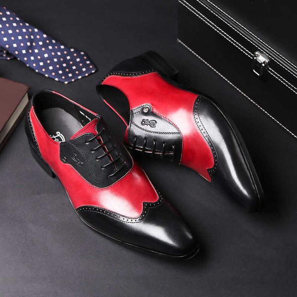 

dress shoes stylish mens formal oxford shoes wingtip genuine leather m, Black