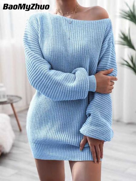 

women's sweaters 2022 new autumn winter knitted for women long sleeve mini dress ladies casual elegant solid loose warm pullover 230118, White;black