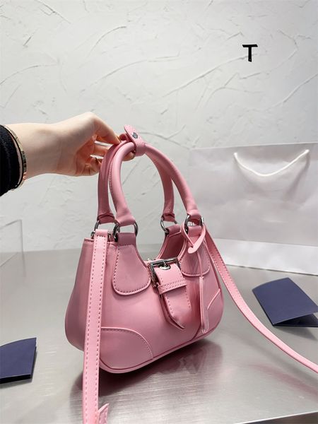 

fashion luxury handbags half moon women's shoulder bags designer pink crossbody bag genuine leather ladies purses popular totes designe