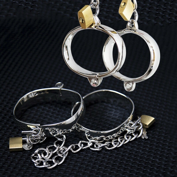

mens g-strings stainless steel handcuffs ankle cuffs lockable wrist & ankle bondage restraints fantasy game toys f, Black;brown