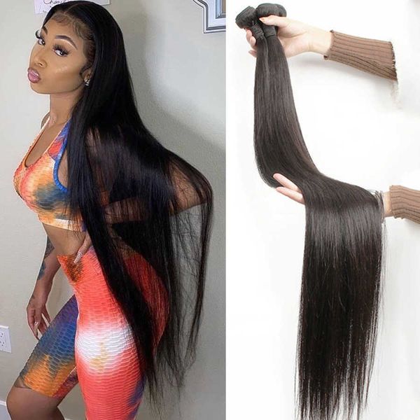 

lace wigs 30 40 inch bone straight brazilian human hair bundles 3 4 raw virgin remy wholesale natural 230106, Black;brown