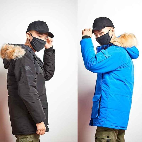 

mens winter coats down jacket outdoor white duck thick parkas outerwear big real wolf fur hooded fourrure jackets coat hiver parka doud vmxf, Black