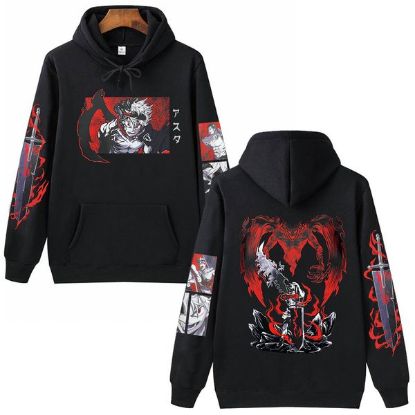 

mens hoodies sweatshirts black clover hoodie man woman fashion anime clothes 230114