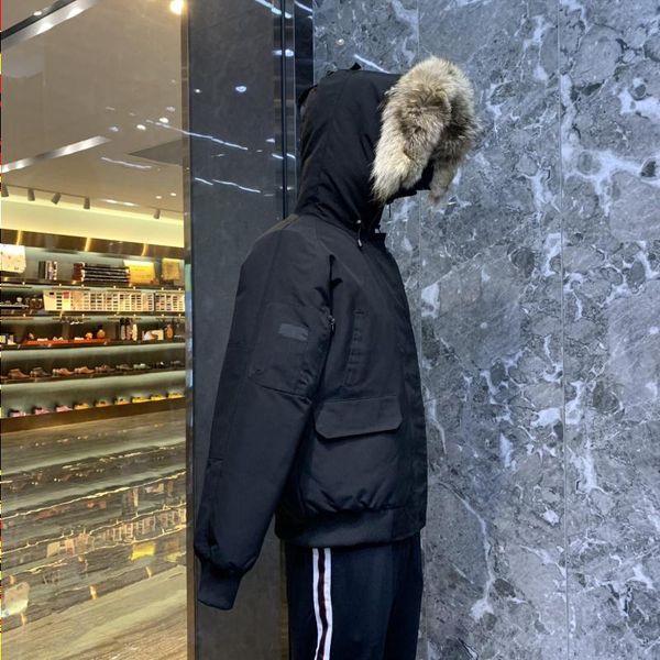 

men winter down jacket puffer hooded real wolf fur thick coat doudoune homme jackets men women couples parka windproof snow overcoat lwaxn, Black