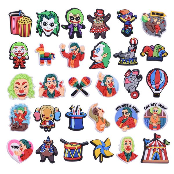 

anime charms wholesale childhood horror joker clown memories funny gift cartoon charms shoe accessories pvc decoration buckle soft, Blue