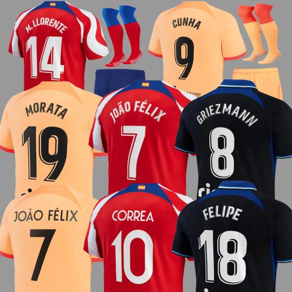 

22 23 atletico madrids soccer jerseys morata griezmann joao felix 2021 2022 m.llorente correa koke camisetas de futbol lemar carrasco men ki, Black;yellow