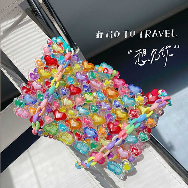 

evening bag tobo summer new jelly transparent bag love fairy hand woven beads cr