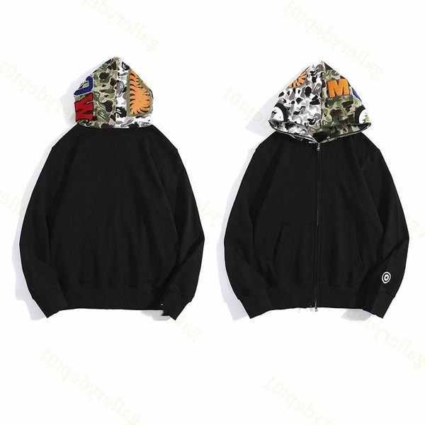 

2022 mens hoodie designer hoodies shark color stitching tech fleeces fake zipper pattern women sweatshirts reverse the letters sweaters oqil, White;black