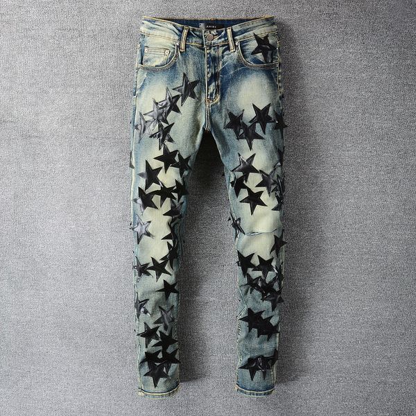 

new arrivals 2023 amirs mens luxury designer denim jeans holes trousers amirs jean coolguy biker pants man clothing #694 vc0n, Blue