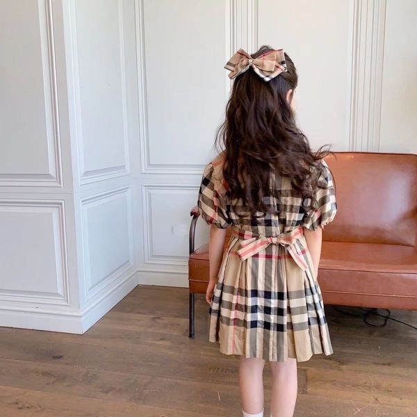

girl dress kid dresses baby birthday dress classic plaid skirt with letters casual dress flower girls lapel cotton birthdays present student, Red;yellow
