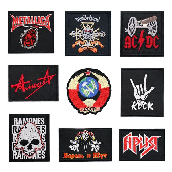 

customize apparel patches band diy clothes embroidery punk music applique ironing clothing sewing supplies jeans decorative badges patches, Black