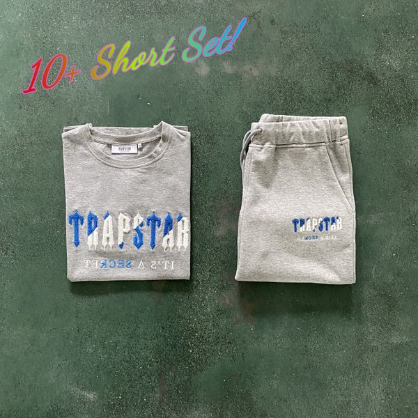 

mens embroidery tracksuit mens t-shirt shorts set summer breathable casual running shorts tracksuits, Gray