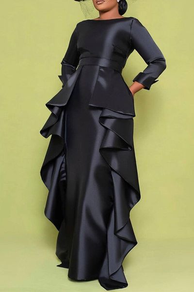 

plus size dresses mori system solid color design black temperament commuter skirt