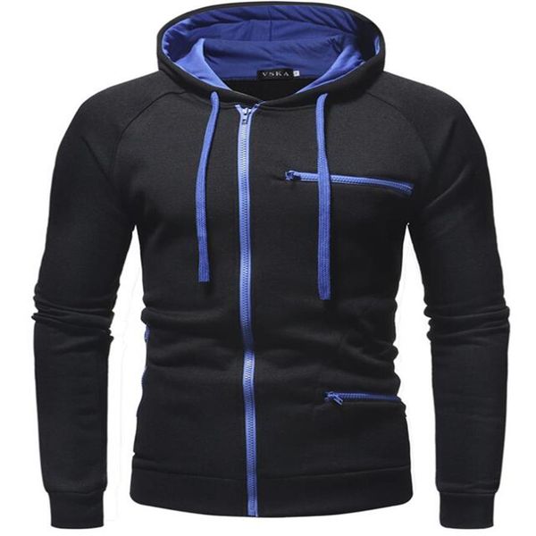 

new mens hoody thin jacket printed men's long sleeve sports hoodies sweatshirts casual hooded coat zip cardigan men casual cl244h, Black
