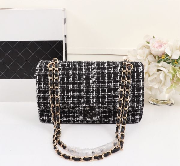 

fashion classic flap cf bag vintage square panda bags matelasse cross body shoulder tweed quilted bags sheepskin leather purse chain sling b